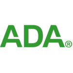 Logo of the American Dental Association featuring the green acronym 'ADA' in bold, uppercase letters.
