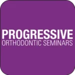 Logo of Progressive Orthodontic Seminars featuring white text on a purple background that reads 'Progressive Orthodontic Seminars.'